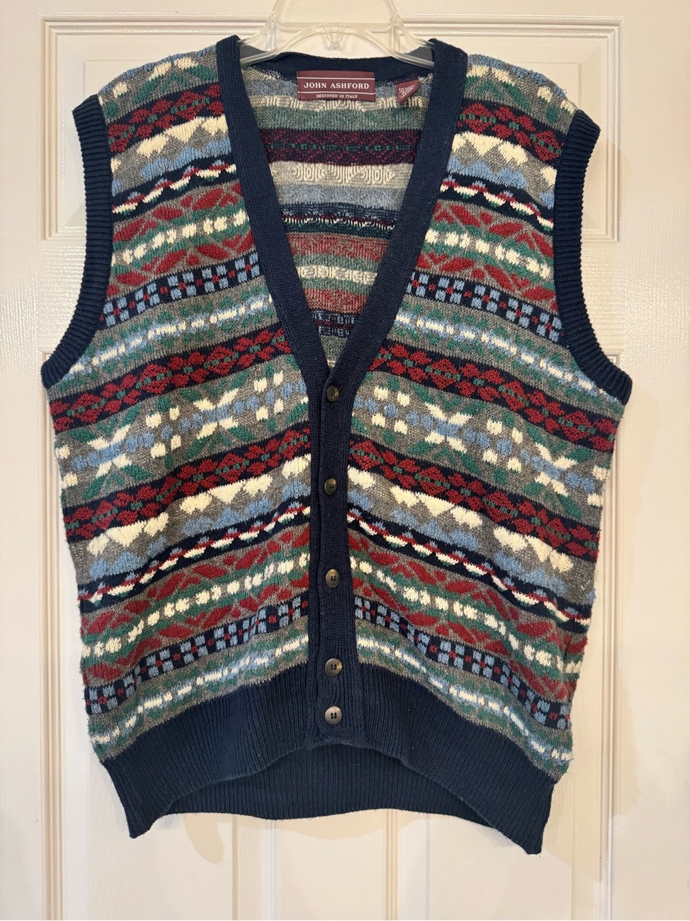 Vintage John Ashford Multicolor Patterned Sweater Vest